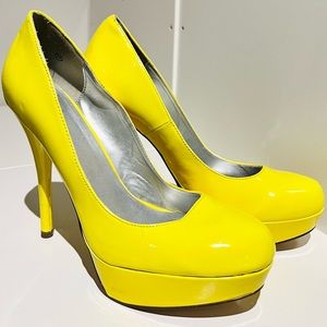 COPY - Electric Yellow Platform Heels